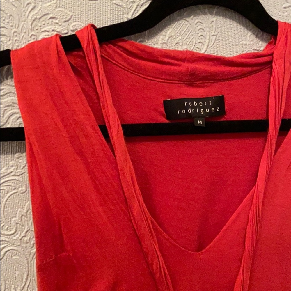 2/$20 Robert Rodriguez brick red modal tie neck top